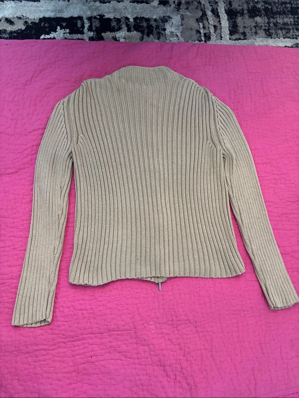 MaxMara Cream Knit Cardigan with Button Front, XL